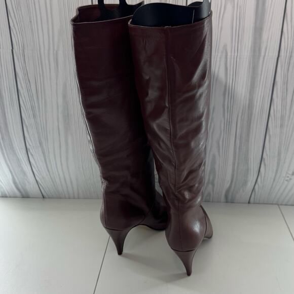 Vintage Women’s Brown Leather Heeled Boots Argentina Size 9  Unbranded - Picture 2 of 11